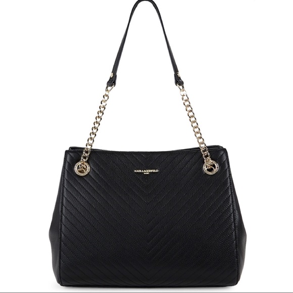Karl Lagerfeld Handbags - KL Charlotte Chevron Pebbled Leather Tote
